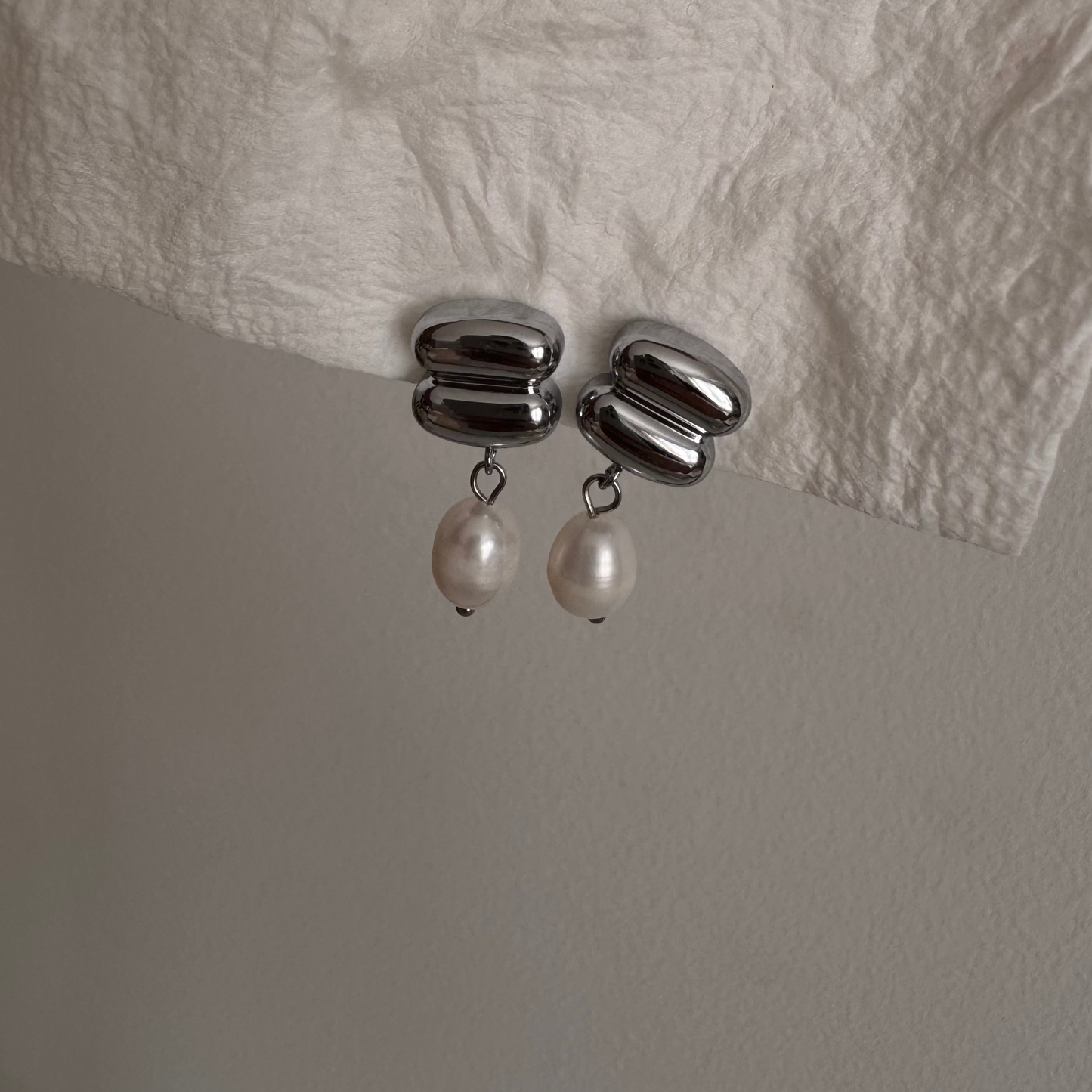 Baguette Pearl Drop Earrings