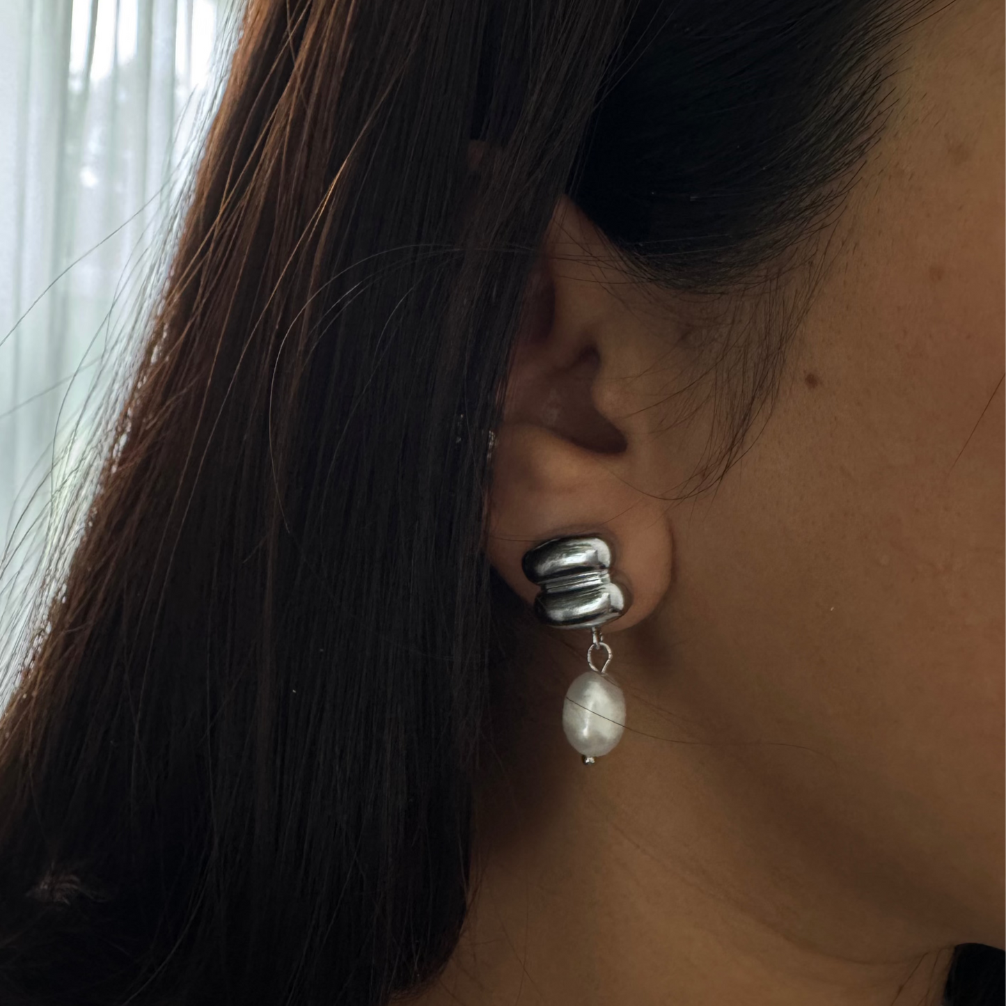 Baguette Pearl Drop Earrings