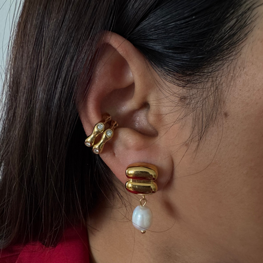 Baguette Pearl Drop Earrings